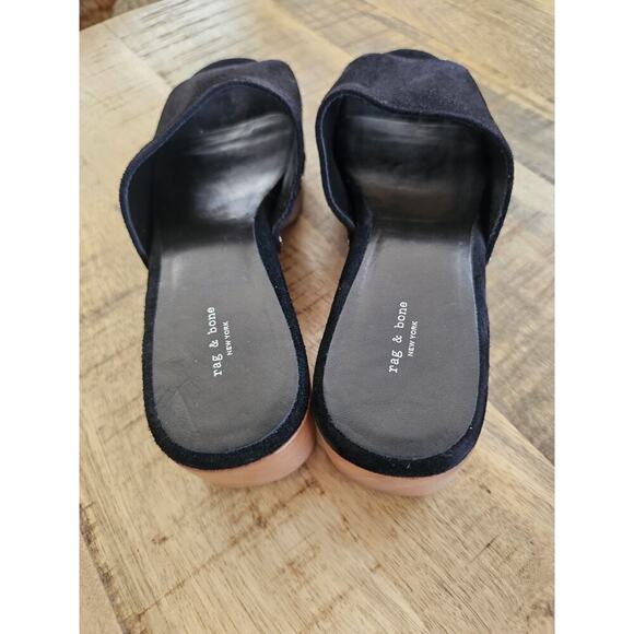 Rag & Bone Mara Open Toe Studded Platform Clogs in Black Suede size 38 US 7.5 - Picture 6 of 12